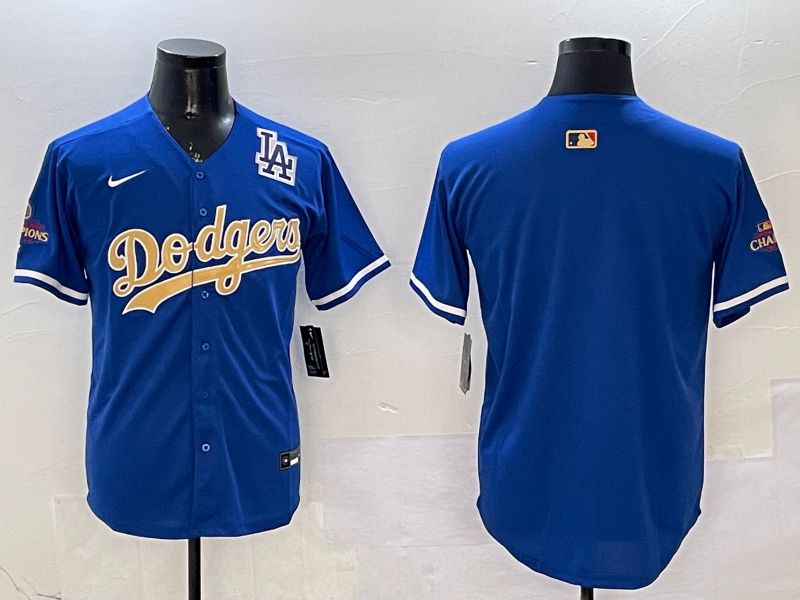 Men Los Angeles Dodgers Blank Blue Champion gold character 2025 Nike MLB Jersey style 4->los angeles dodgers->MLB Jersey